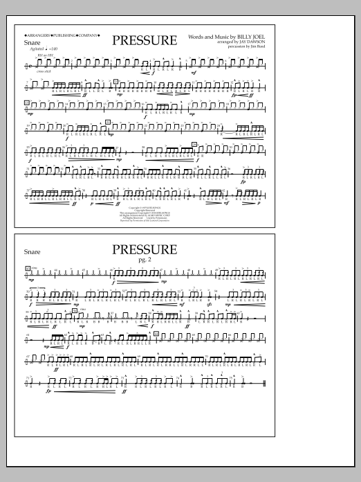 Jay Dawson Pressure - Snare sheet music notes and chords. Download Printable PDF.