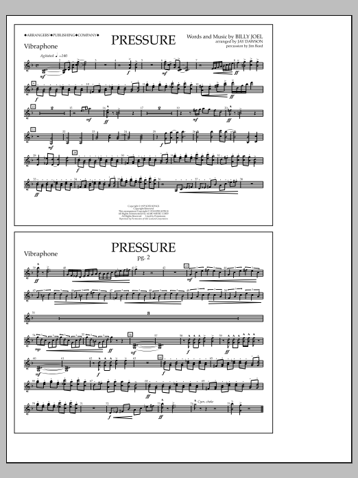 Jay Dawson Pressure - Vibraphone sheet music notes and chords. Download Printable PDF.