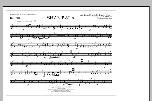 Learn to play Jay Dawson Shambala - Bb Horn sheet music for Marching Band in minutes. Price: 7.8900$ Jay Dawson Shambala - Bb Horn sheet music notes and chords arranged for Marching Band