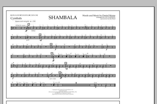 Jay Dawson Shambala - Cymbals sheet music notes and chords. Download Printable PDF.