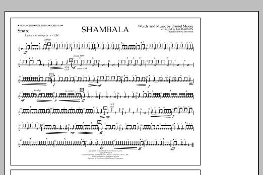 Jay Dawson Shambala - Snare sheet music notes and chords. Download Printable PDF.