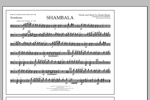 Jay Dawson Shambala - Trombone sheet music notes and chords. Download Printable PDF.