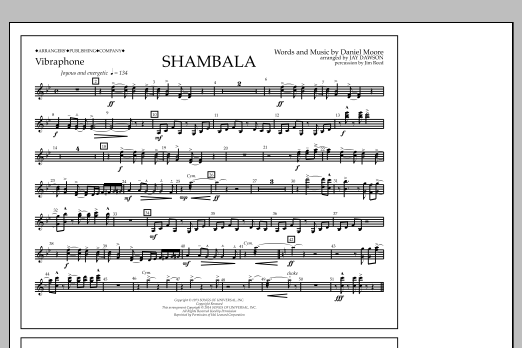 Jay Dawson Shambala - Vibraphone sheet music notes and chords. Download Printable PDF.