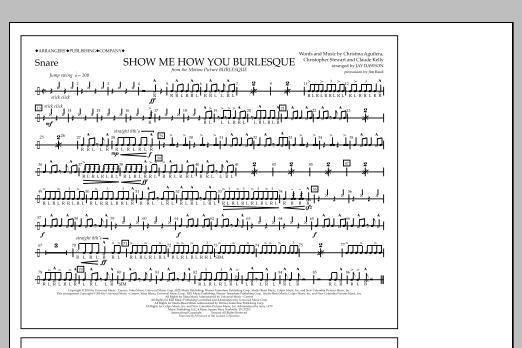Learn to play Jay Dawson Show Me How You Burlesque - Snare sheet music for Marching Band in minutes. Price: 7.8900$ Jay Dawson Show Me How You Burlesque - Snare sheet music notes and chords arranged for Marching Band