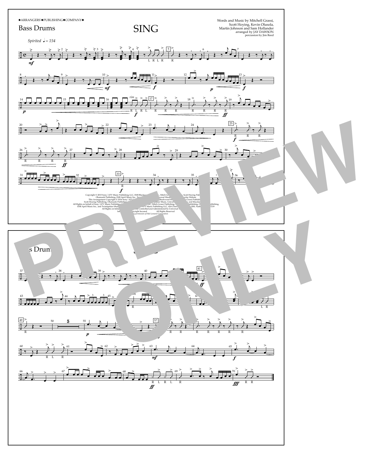 Learn to play Jay Dawson Sing - Bass Drums sheet music for Marching Band in minutes. Price: 7.8900$ Jay Dawson Sing - Bass Drums sheet music notes and chords arranged for Marching Band