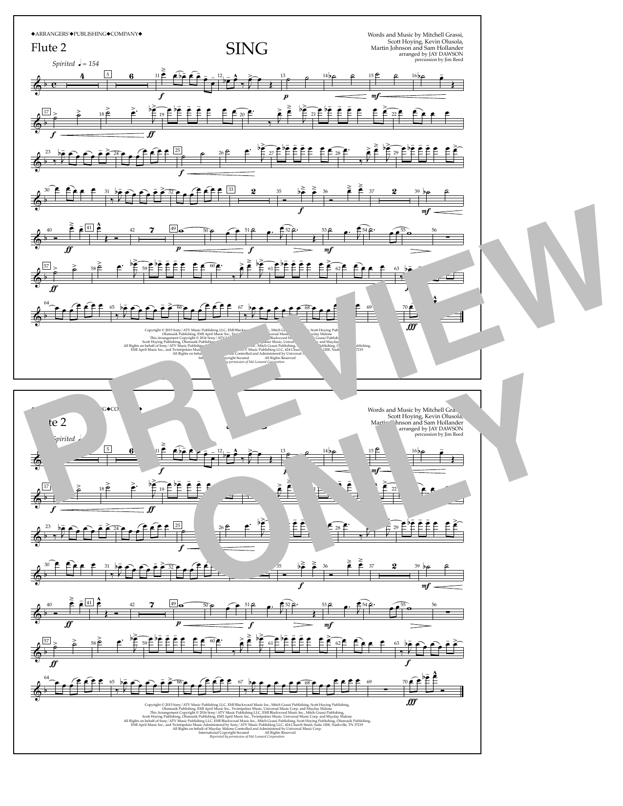 Learn to play Jay Dawson Sing - Flute 2 sheet music for Marching Band in minutes. Price: 7.8900$ Jay Dawson Sing - Flute 2 sheet music notes and chords arranged for Marching Band
