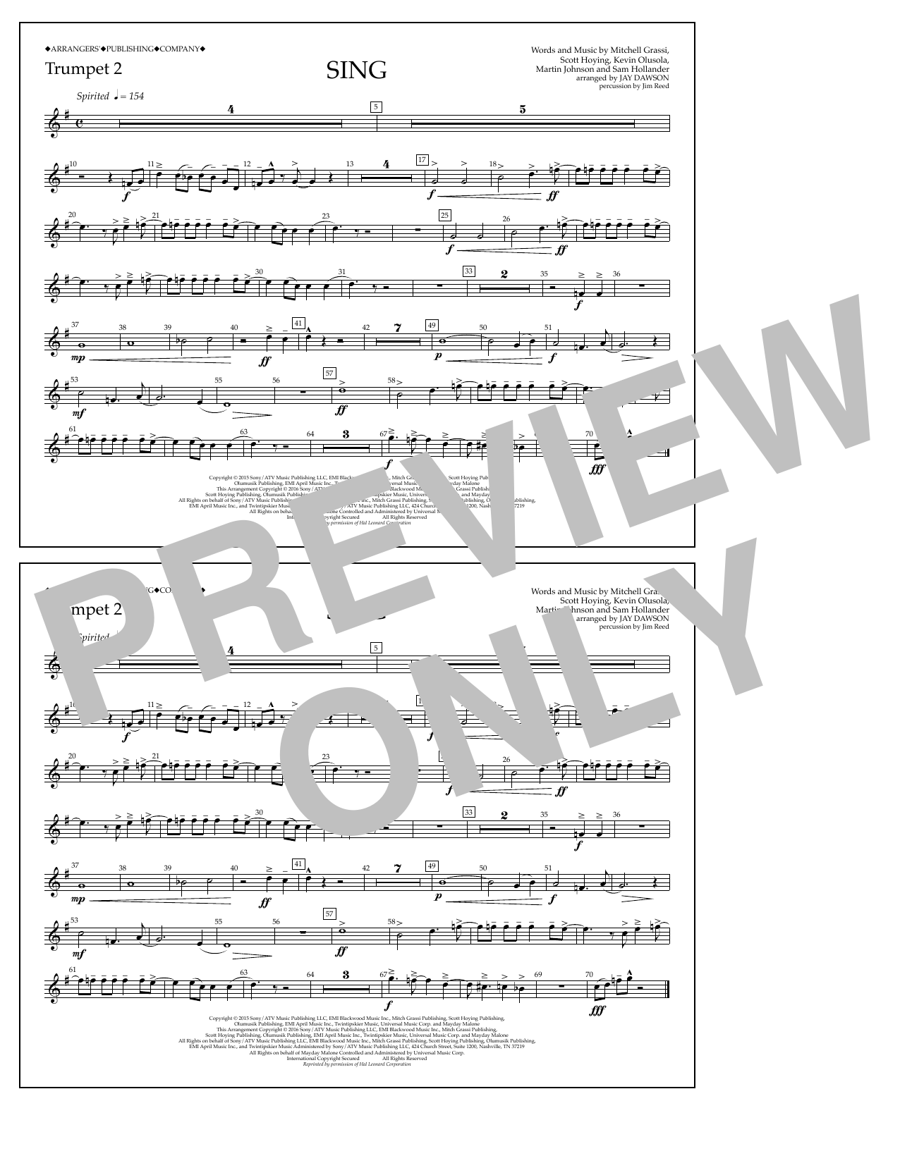 Learn to play Jay Dawson Sing - Trumpet 2 sheet music for Marching Band in minutes. Price: 7.8900$ Jay Dawson Sing - Trumpet 2 sheet music notes and chords arranged for Marching Band