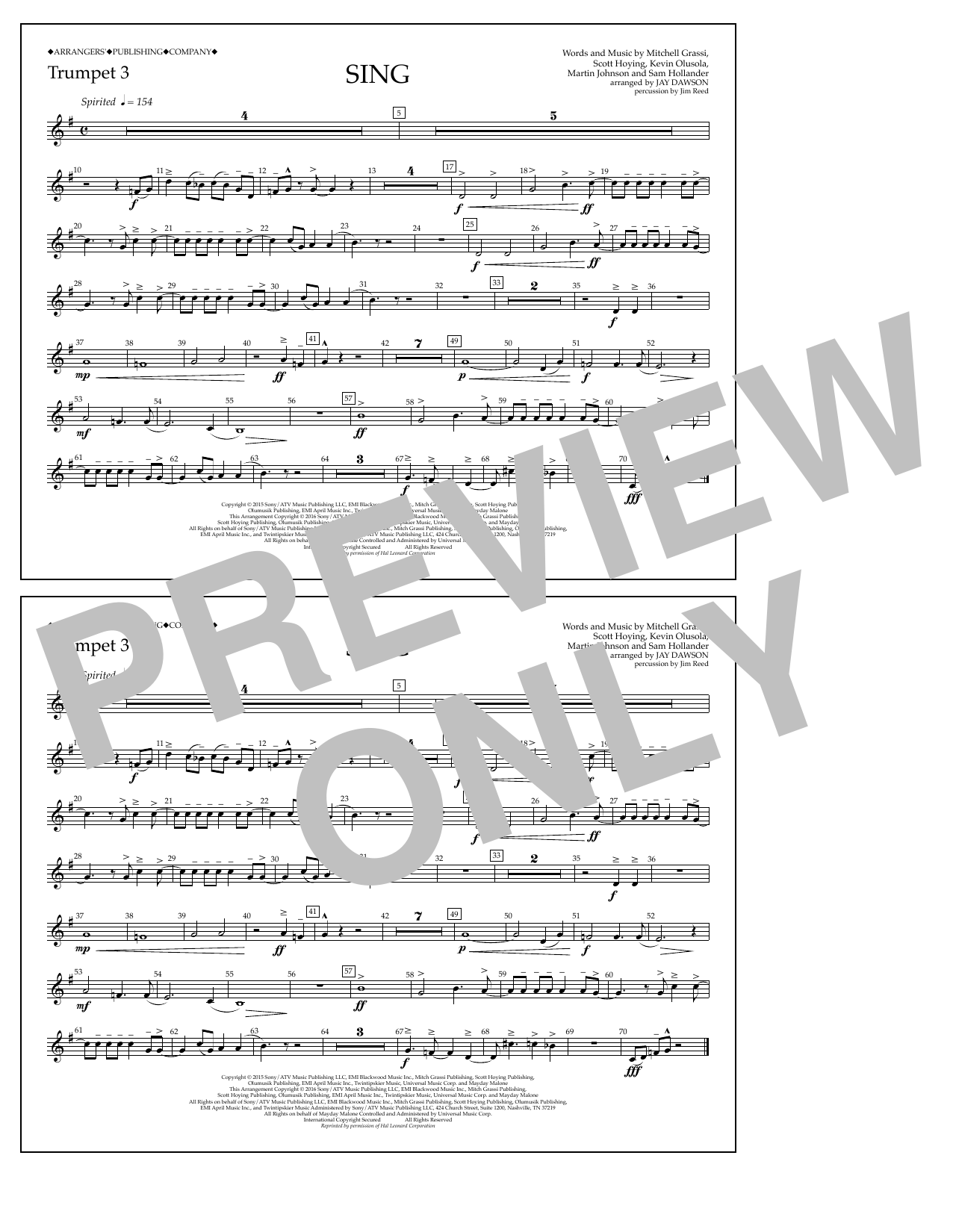 Learn to play Jay Dawson Sing - Trumpet 3 sheet music for Marching Band in minutes. Price: 7.8900$ Jay Dawson Sing - Trumpet 3 sheet music notes and chords arranged for Marching Band