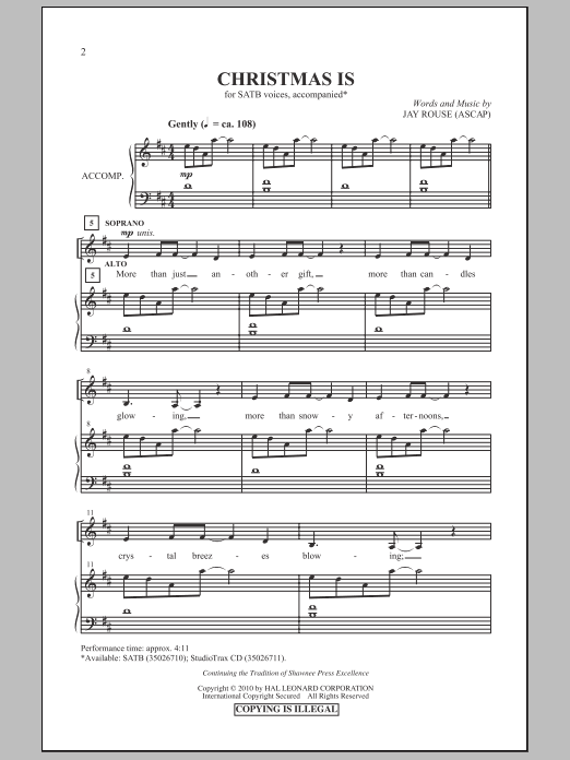 Jay Rouse Christmas Is sheet music notes and chords. Download Printable PDF.