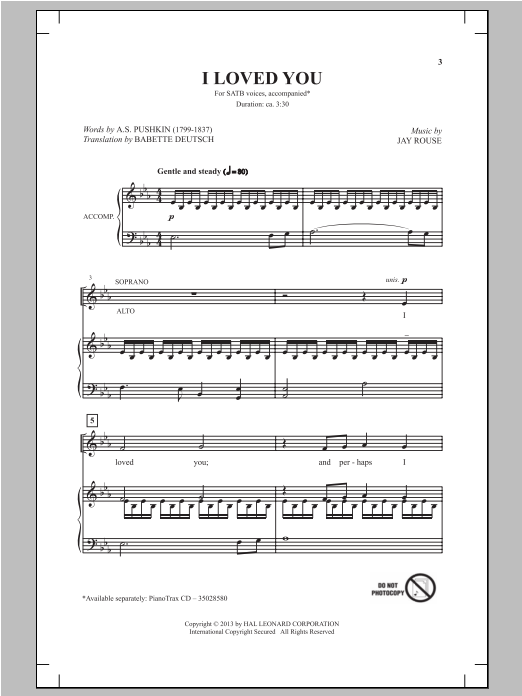 Jay Rouse I Loved You sheet music notes and chords. Download Printable PDF.