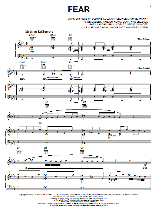 Jazmine Sullivan Fear sheet music notes and chords. Download Printable PDF.