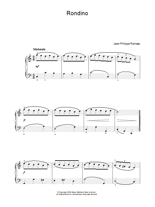 Jean-Philippe Rameau Rondino sheet music notes and chords. Download Printable PDF.