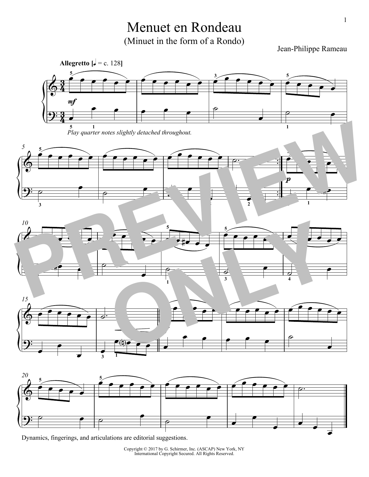 Jean-Phillippe Rameau Menuet En Rondeau sheet music notes and chords. Download Printable PDF.