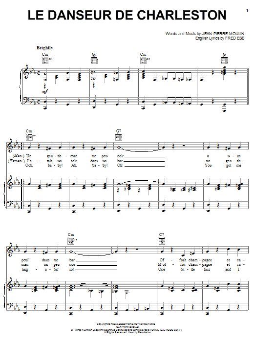 Learn to play Jean-Piere Moulin Le Danseur De Charleston sheet music for Piano, Vocal & Guitar (Right-Hand Melody) in minutes. Jean-Piere Moulin Le Danseur De Charleston sheet music notes and chords. Download Printable PDF.