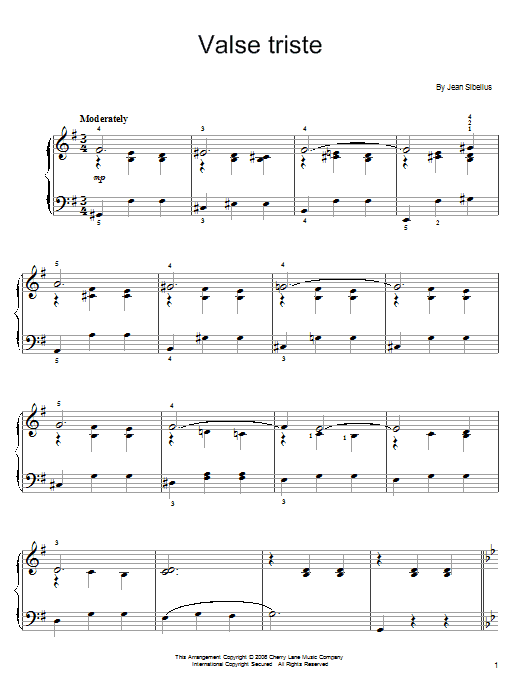 Jean Sibelius Valse Triste sheet music notes and chords. Download Printable PDF.