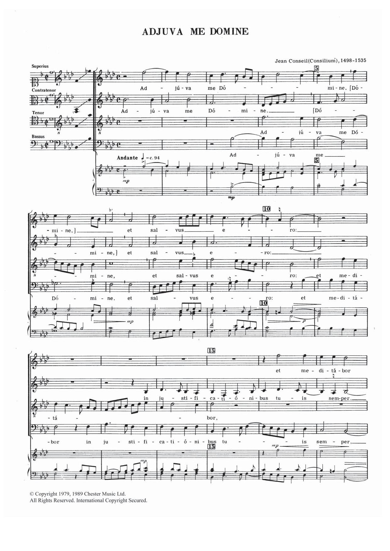 Jean Conseil Adjuva Me Domine sheet music notes and chords. Download Printable PDF.