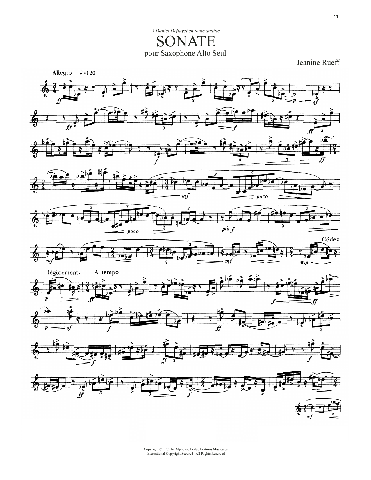 Jeanine Rueff Sonate sheet music notes and chords. Download Printable PDF.