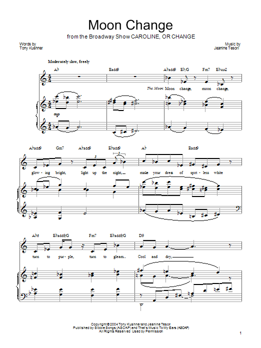 Jeanine Tesori Moon Change sheet music notes and chords. Download Printable PDF.