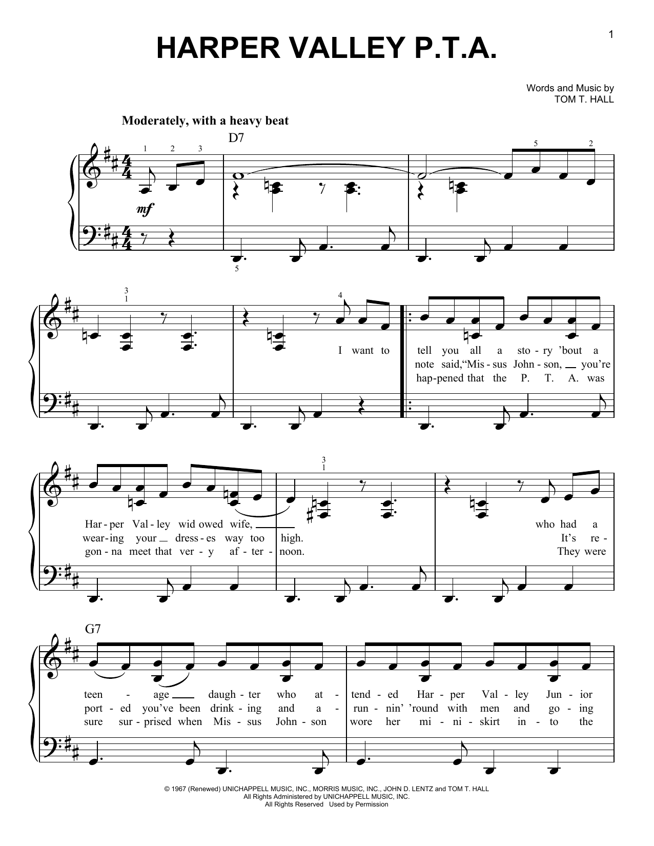 Jeannie C. Riley Harper Valley P.T.A. sheet music notes and chords. Download Printable PDF.