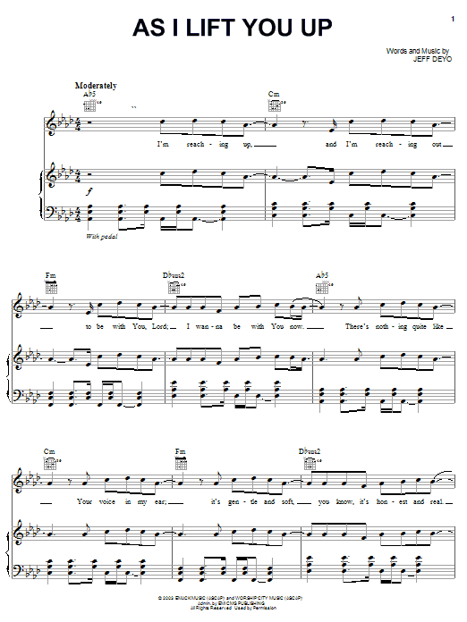 Jeff Deyo As I Lift You Up sheet music notes and chords. Download Printable PDF.