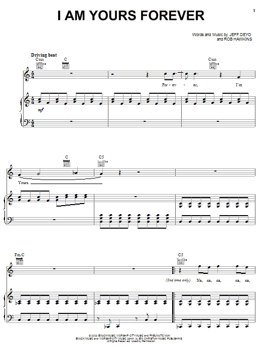 Jeff Deyo I Am Yours Forever sheet music notes and chords. Download Printable PDF.