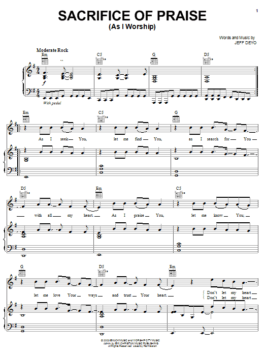 Jeff Deyo Sacrifice Of Praise sheet music notes and chords. Download Printable PDF.