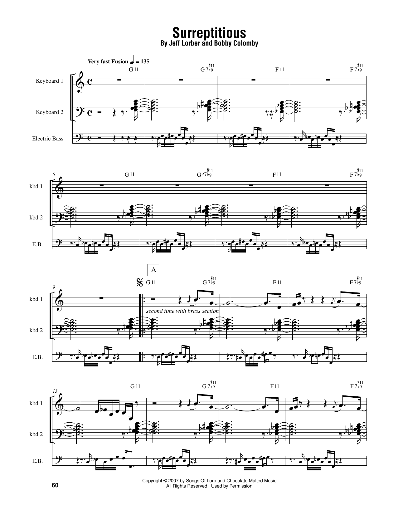 Jeff Lorber Surreptitious sheet music notes and chords. Download Printable PDF.