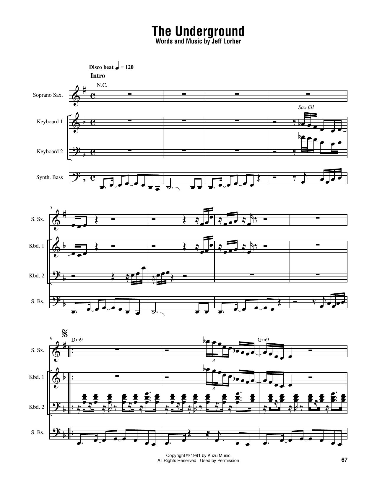 Jeff Lorber The Underground sheet music notes and chords. Download Printable PDF.