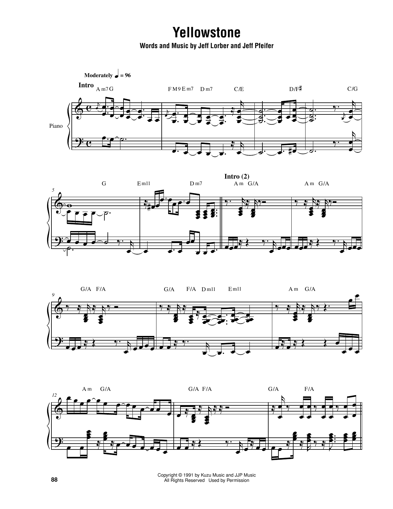 Jeff Lorber Yellowstone sheet music notes and chords. Download Printable PDF.