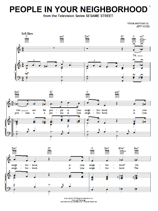 Learn to play Jeff Moss People In Your Neighborhood sheet music for Easy Guitar Tab in minutes. Jeff Moss People In Your Neighborhood sheet music notes and chords. Download Printable PDF.