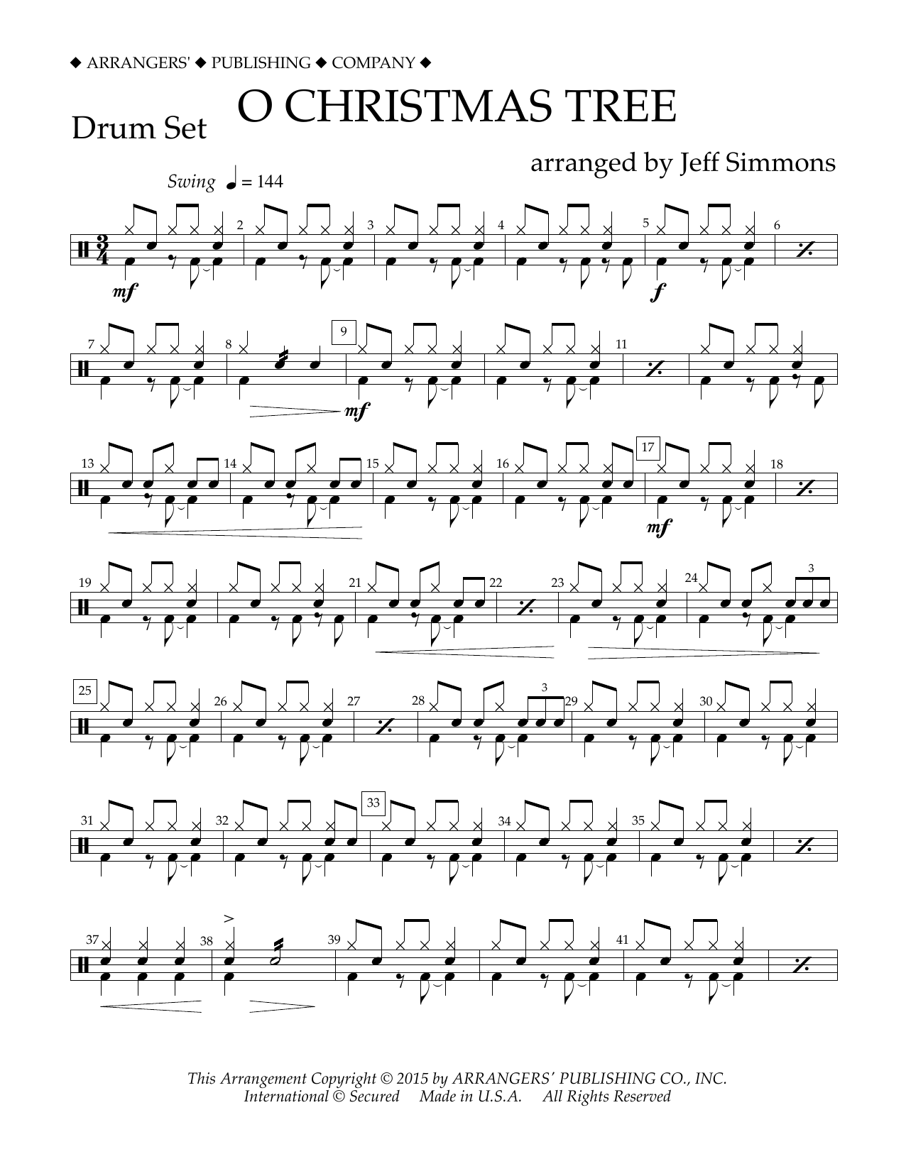 Learn to play Jeff Simmons O Christmas Tree - Drum Set sheet music for Concert Band in minutes. Price: 5.9900$ Jeff Simmons O Christmas Tree - Drum Set sheet music notes and chords arranged for Concert Band
