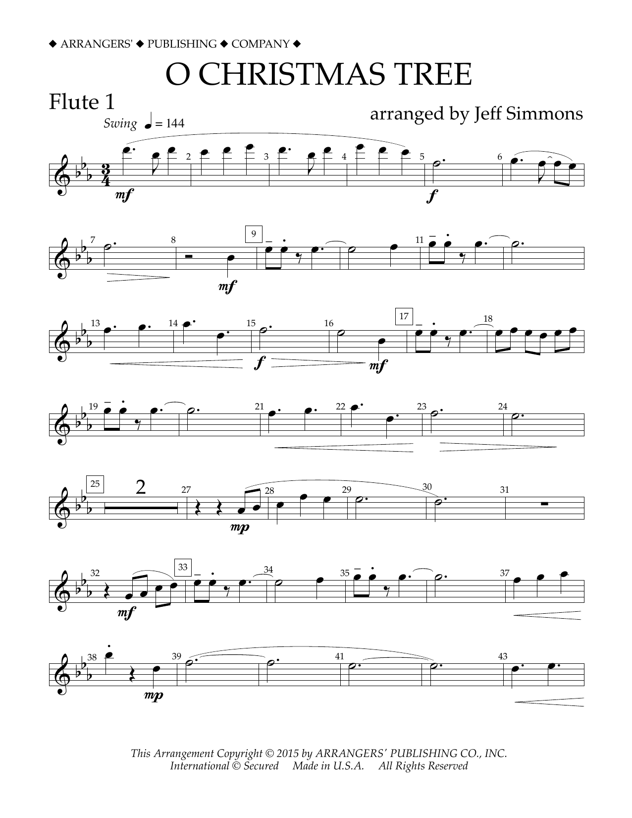 Learn to play Jeff Simmons O Christmas Tree - Flute 1 sheet music for Concert Band in minutes. Price: 5.9900$ Jeff Simmons O Christmas Tree - Flute 1 sheet music notes and chords arranged for Concert Band