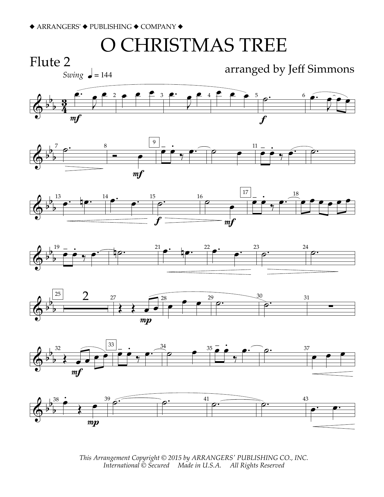 Learn to play Jeff Simmons O Christmas Tree - Flute 2 sheet music for Concert Band in minutes. Price: 5.9900$ Jeff Simmons O Christmas Tree - Flute 2 sheet music notes and chords arranged for Concert Band