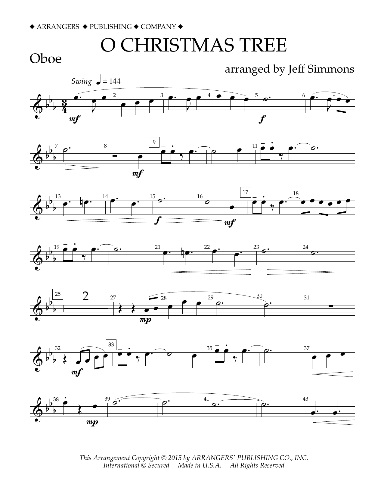 Learn to play Jeff Simmons O Christmas Tree - Oboe sheet music for Concert Band in minutes. Price: 5.9900$ Jeff Simmons O Christmas Tree - Oboe sheet music notes and chords arranged for Concert Band