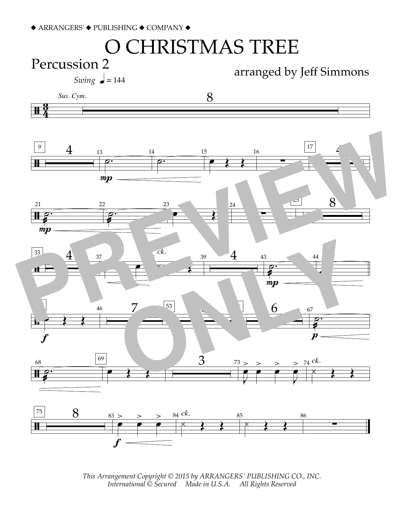 Learn to play Jeff Simmons O Christmas Tree - Percussion 2 sheet music for Concert Band in minutes. Price: 5.9900$ Jeff Simmons O Christmas Tree - Percussion 2 sheet music notes and chords arranged for Concert Band
