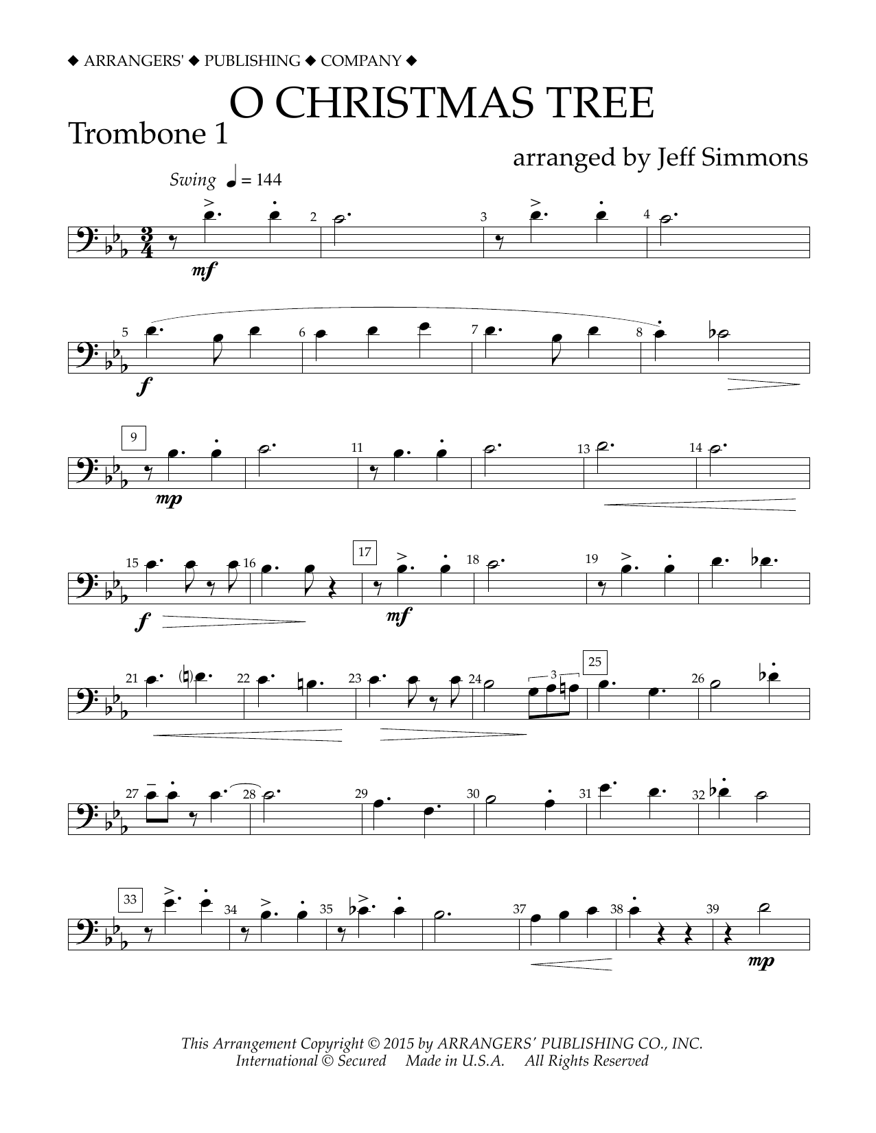 Learn to play Jeff Simmons O Christmas Tree - Trombone 1 sheet music for Concert Band in minutes. Price: 5.9900$ Jeff Simmons O Christmas Tree - Trombone 1 sheet music notes and chords arranged for Concert Band