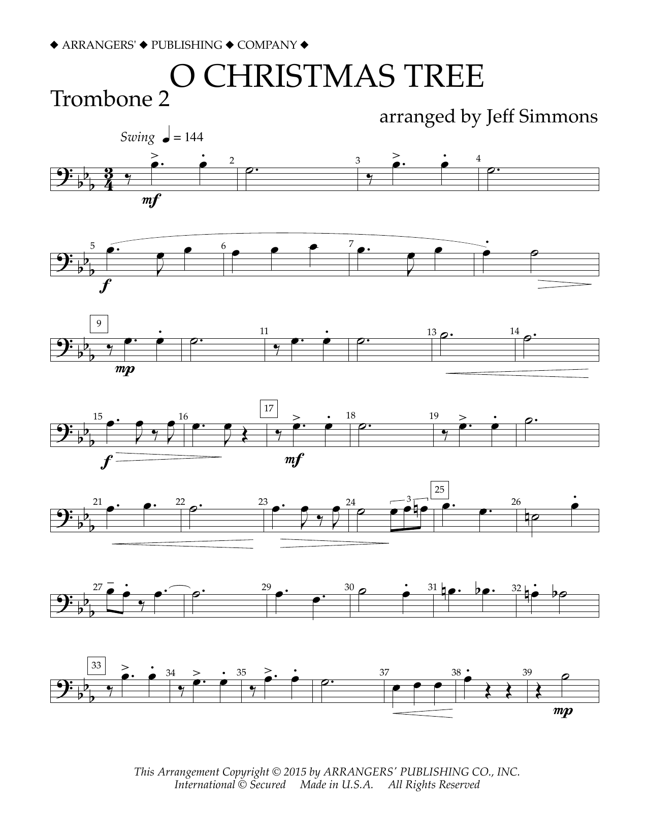 Learn to play Jeff Simmons O Christmas Tree - Trombone 2 sheet music for Concert Band in minutes. Price: 5.9900$ Jeff Simmons O Christmas Tree - Trombone 2 sheet music notes and chords arranged for Concert Band