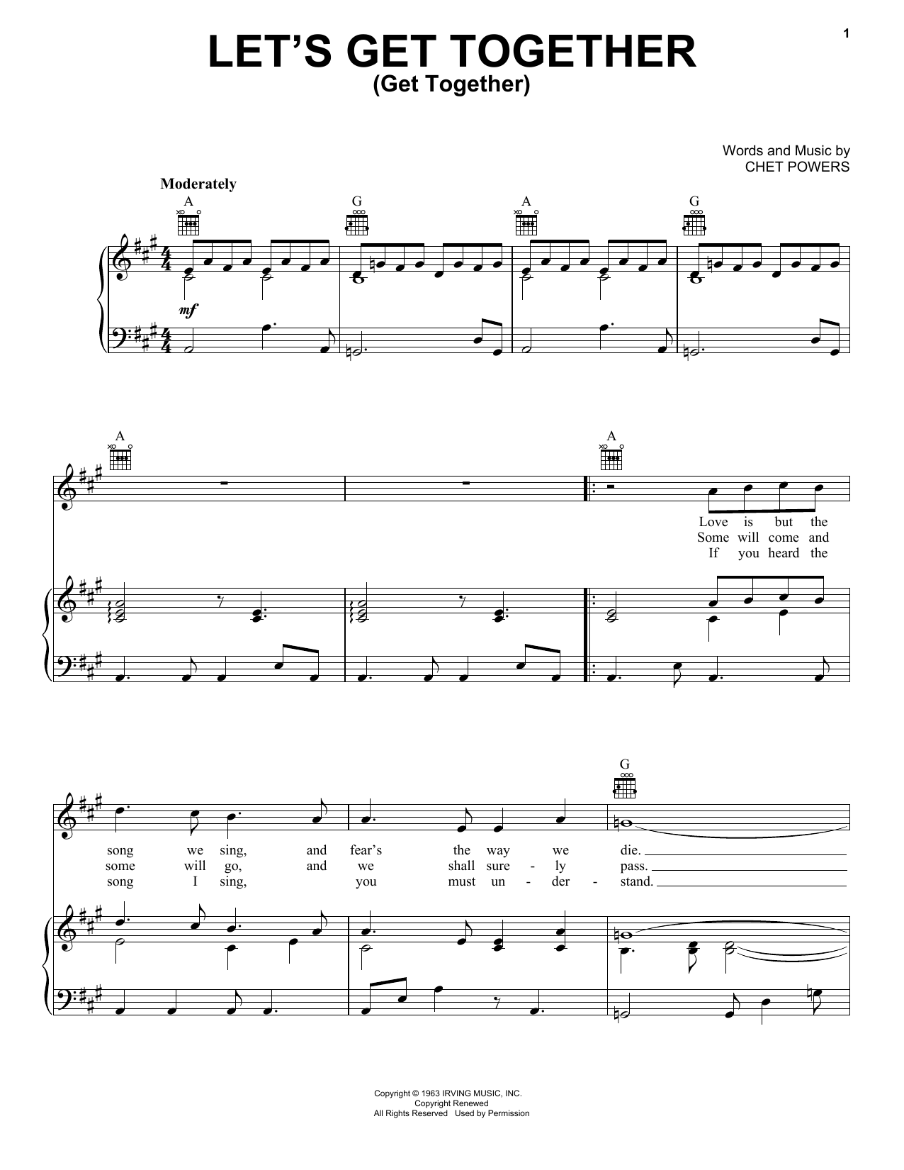Learn to play Jefferson Airplane Let's Get Together sheet music for Piano, Vocal & Guitar (Right-Hand Melody) in minutes. Jefferson Airplane Let's Get Together sheet music notes and chords. Download Printable PDF.