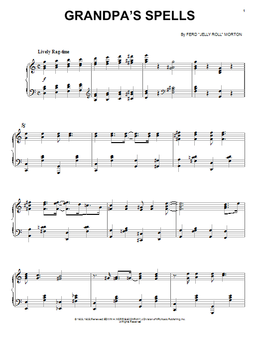 Learn to play Jelly Roll Morton Grandpa's Spells sheet music for Piano Transcription in minutes. Price: 7.8900$ Jelly Roll Morton Grandpa's Spells sheet music notes and chords arranged for Piano Transcription
