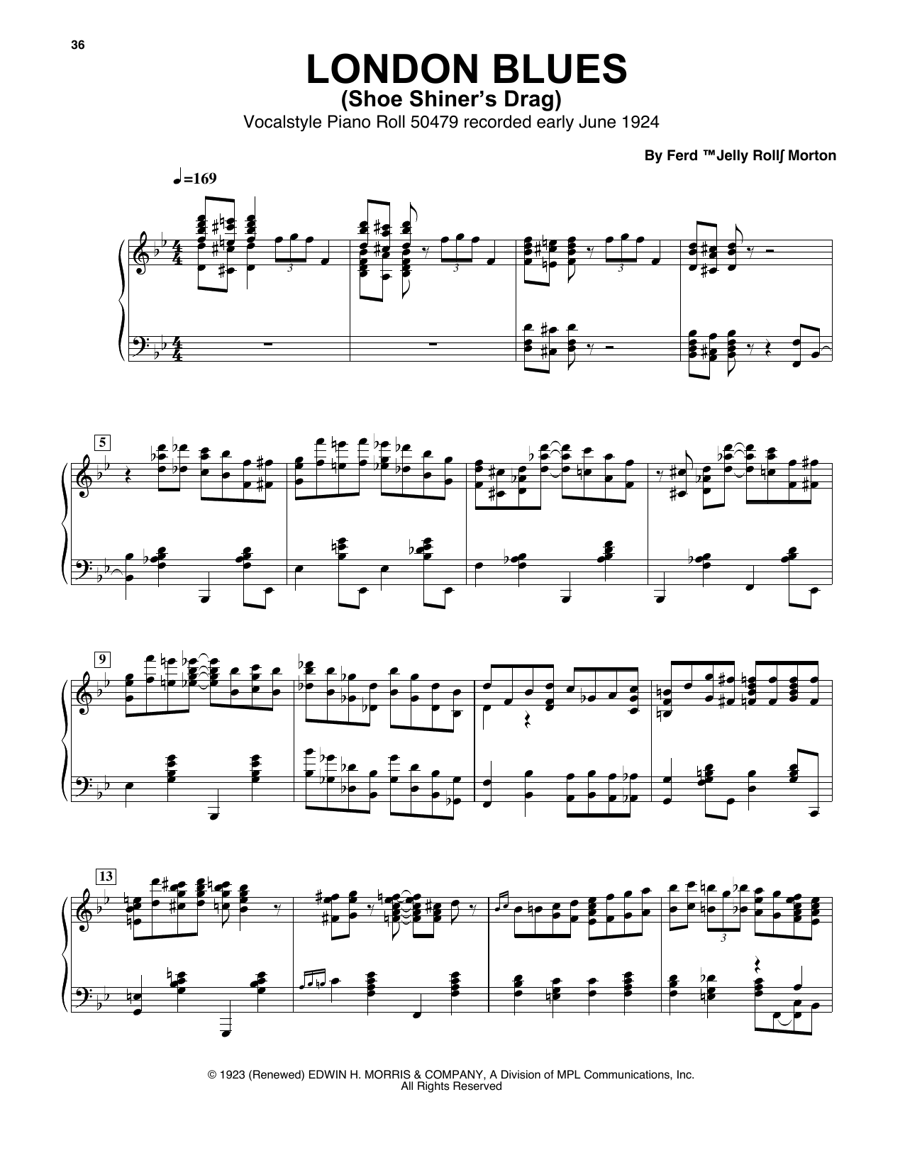 Learn to play Jelly Roll Morton London Blues (Shoe Shiner's Drag) sheet music for Piano Transcription in minutes. Price: 7.8900$ Jelly Roll Morton London Blues (Shoe Shiner's Drag) sheet music notes and chords arranged for Piano Transcription