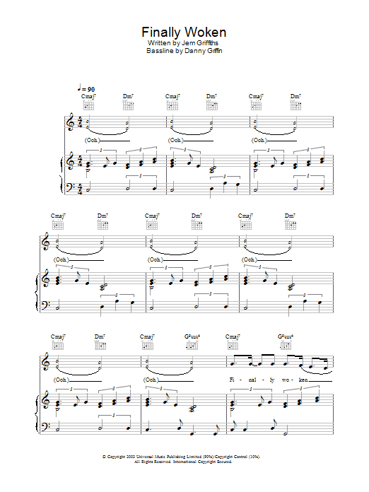 Jem Finally Woken sheet music notes and chords. Download Printable PDF.