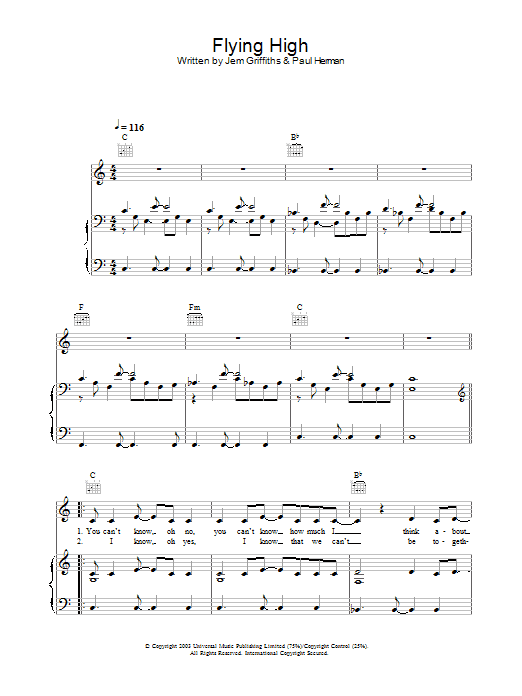 Jem Flying High sheet music notes and chords. Download Printable PDF.