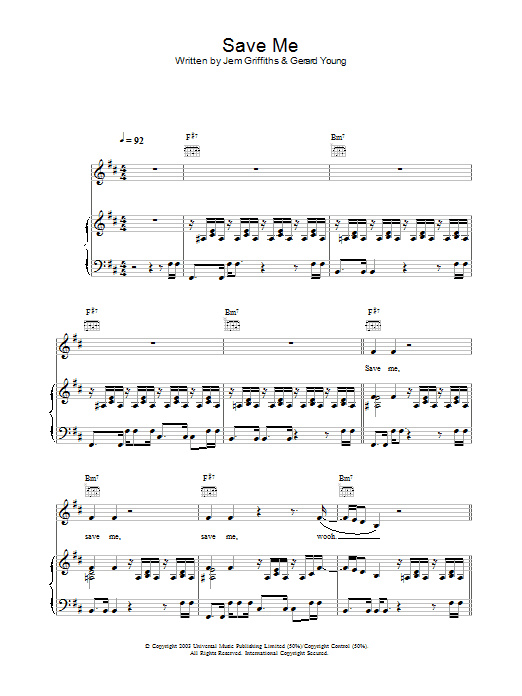 Learn to play Jem Save Me sheet music for Piano, Vocal & Guitar (Right-Hand Melody) in minutes. Jem Save Me sheet music notes and chords. Download Printable PDF.