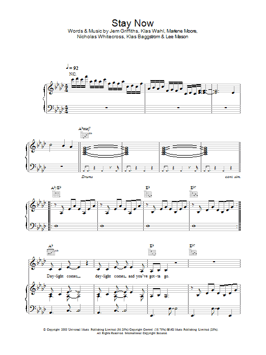 Learn to play Jem Stay Now sheet music for Piano, Vocal & Guitar (Right-Hand Melody) in minutes. Jem Stay Now sheet music notes and chords. Download Printable PDF.