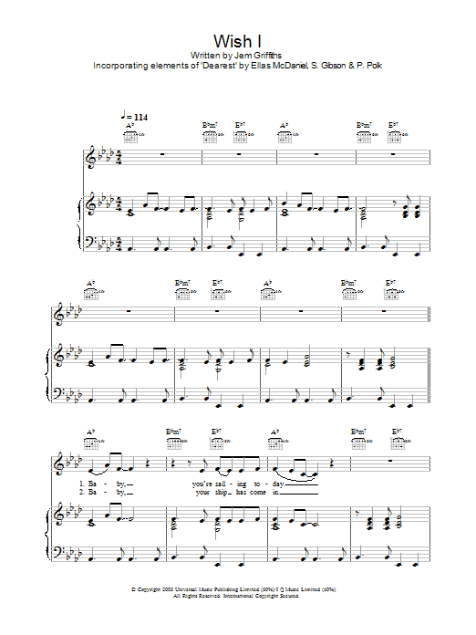 Learn to play Jem Wish I sheet music for Piano, Vocal & Guitar (Right-Hand Melody) in minutes. Jem Wish I sheet music notes and chords. Download Printable PDF.