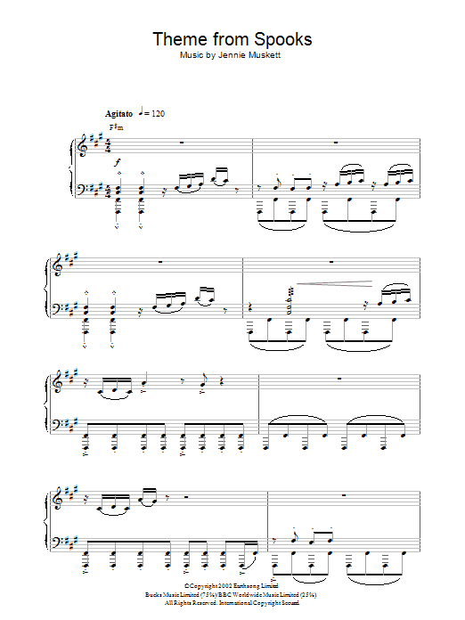 Jennie Muskett Theme from Spooks sheet music notes and chords. Download Printable PDF.