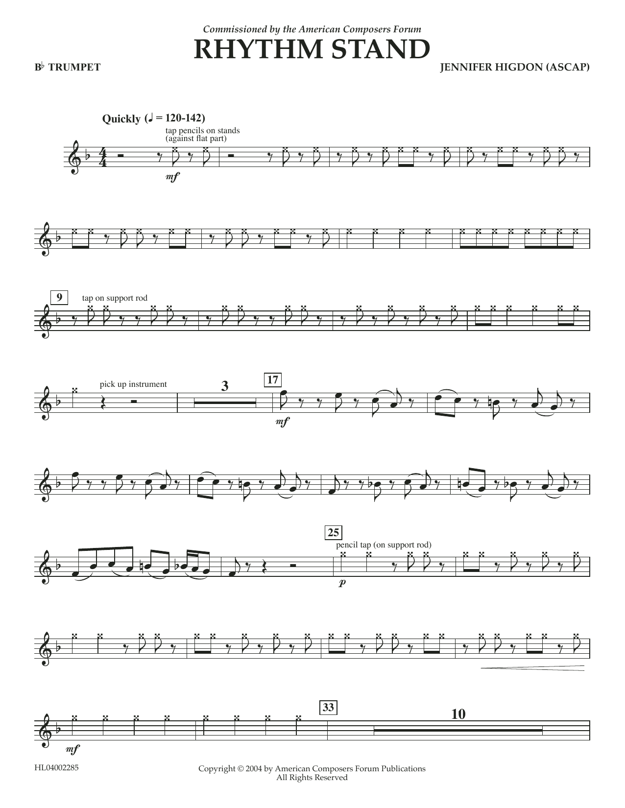 Learn to play Jennifer Higdon Rhythm Stand - Bb Trumpet sheet music for Concert Band in minutes. Price: 5.9900$ Jennifer Higdon Rhythm Stand - Bb Trumpet sheet music notes and chords arranged for Concert Band