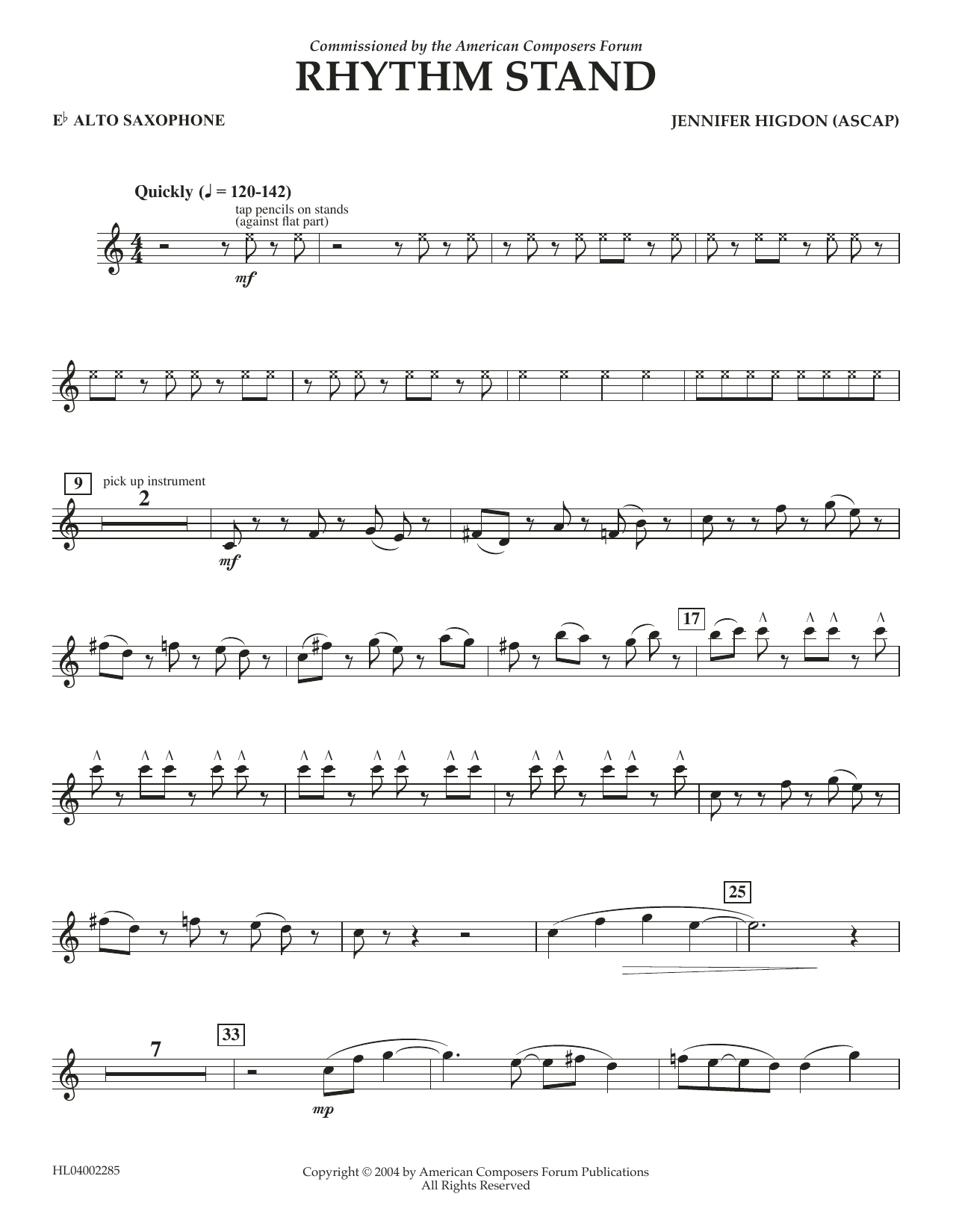 Learn to play Jennifer Higdon Rhythm Stand - Eb Alto Saxophone sheet music for Concert Band in minutes. Price: 5.9900$ Jennifer Higdon Rhythm Stand - Eb Alto Saxophone sheet music notes and chords arranged for Concert Band