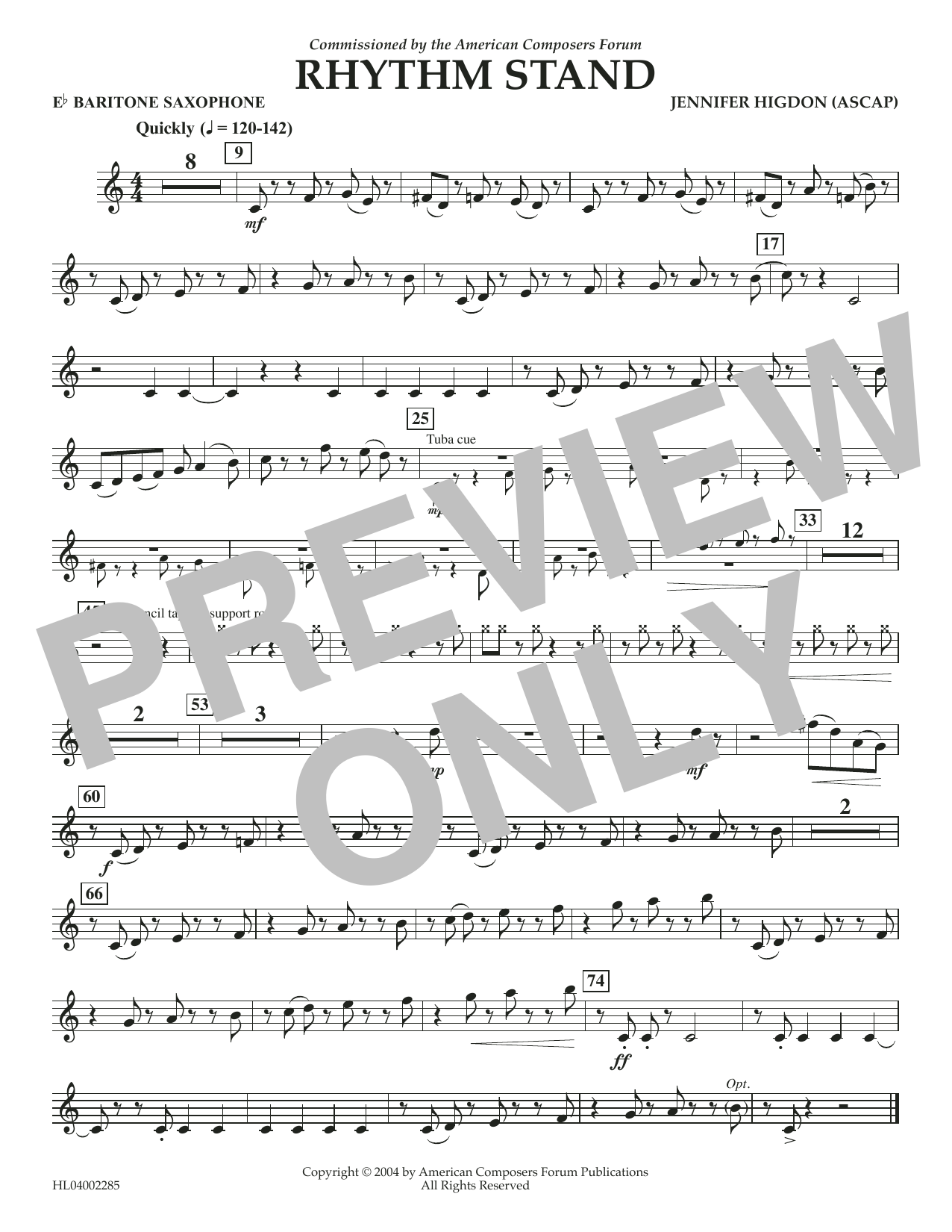 Learn to play Jennifer Higdon Rhythm Stand - Eb Baritone Saxophone sheet music for Concert Band in minutes. Price: 5.9900$ Jennifer Higdon Rhythm Stand - Eb Baritone Saxophone sheet music notes and chords arranged for Concert Band