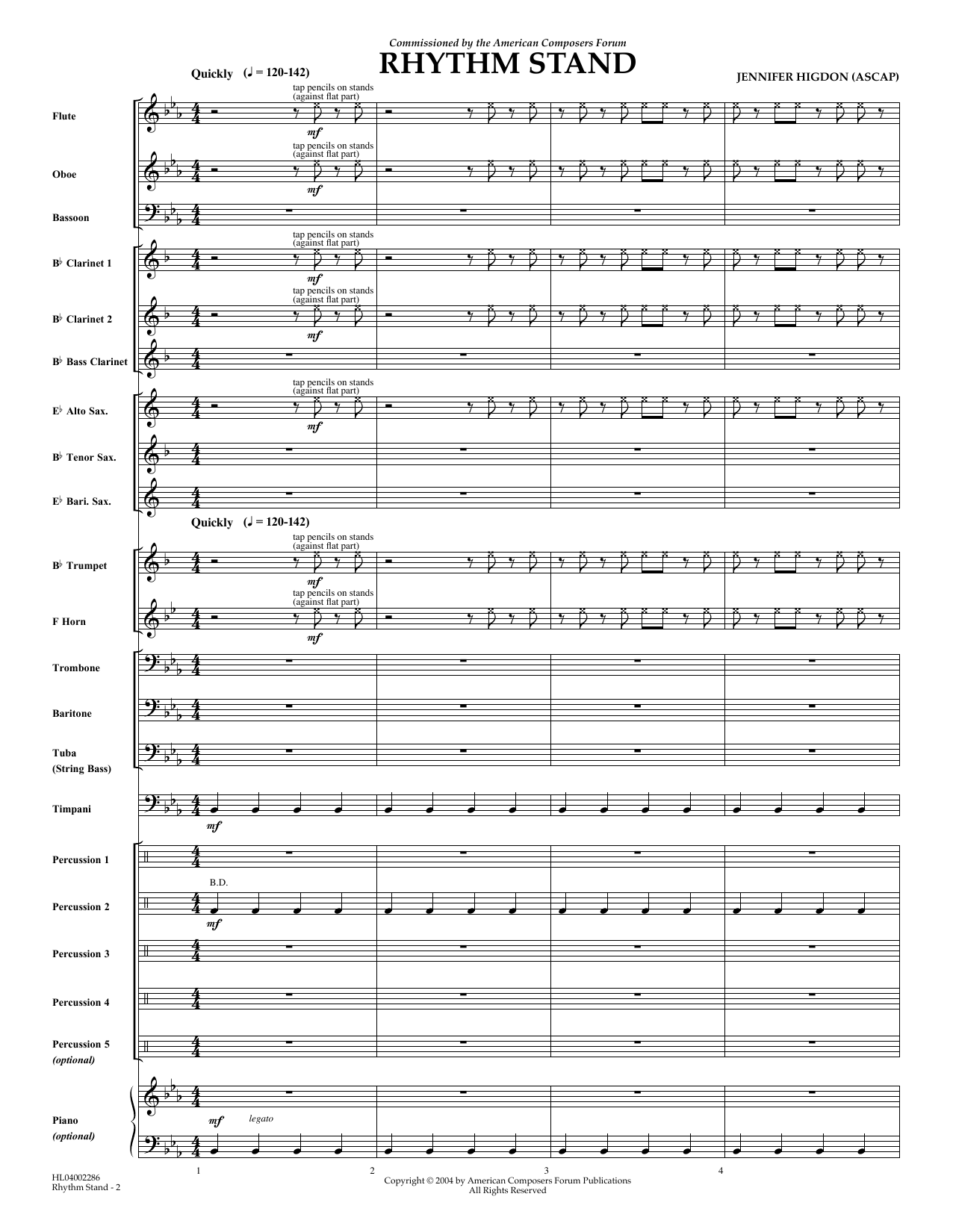 Learn to play Jennifer Higdon Rhythm Stand - Full Score sheet music for Concert Band in minutes. Price: 11.9700$ Jennifer Higdon Rhythm Stand - Full Score sheet music notes and chords arranged for Concert Band